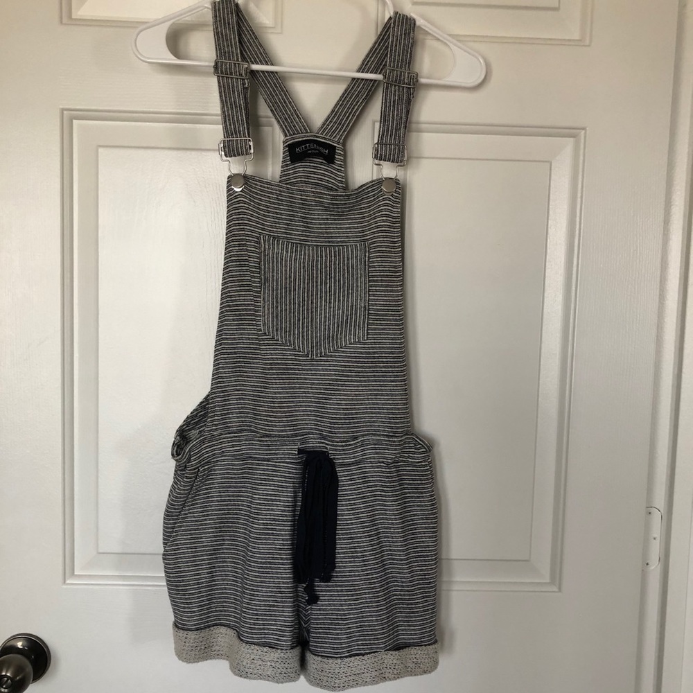 COPY - Kittenish Striped Navy and White Romper!